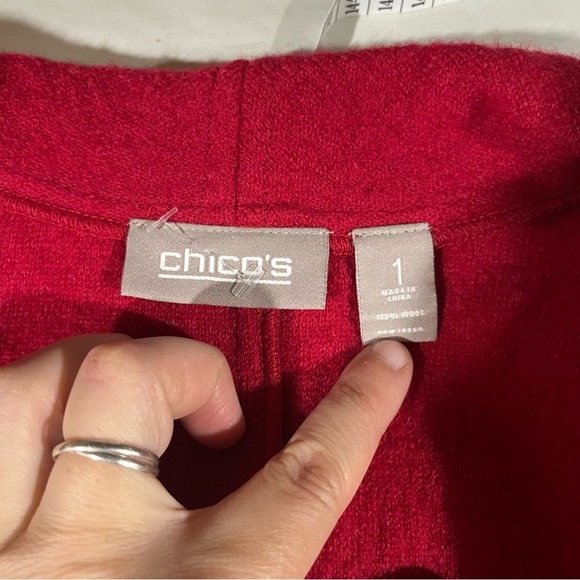 Chico's Red Boiled Wool Blazer Minimalist 8 - Picture 6 of 9